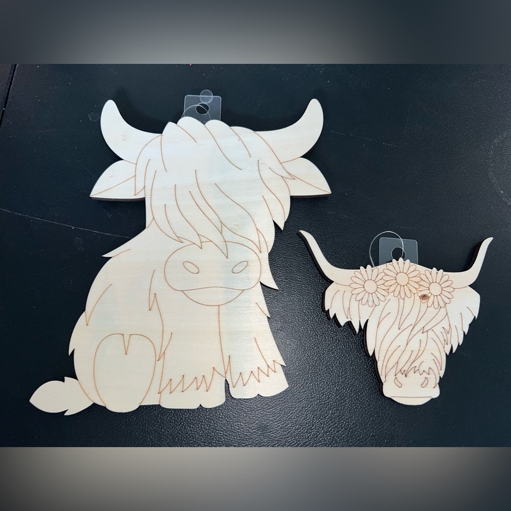 Wooden Highland Cow Wall Decor Set